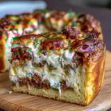 Savory Italian Easter Pie with ricotta and salami, baked golden and bubbling in a flaky pastry crust, ready for festive slicing.