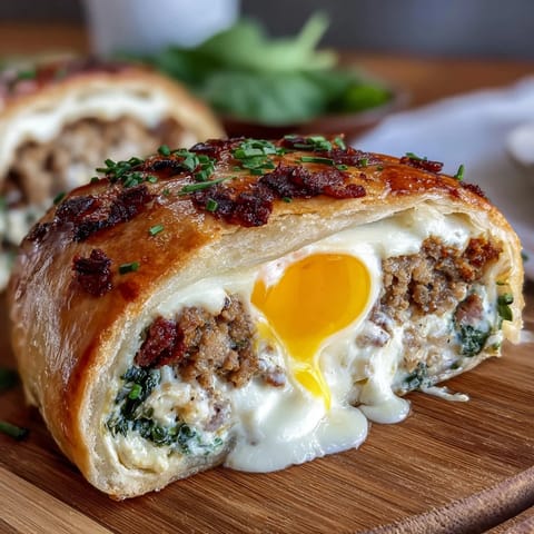 Festive Easter savory pie with hard-boiled eggs and ham, golden puff pastry crust encasing creamy ricotta and spinach filling.