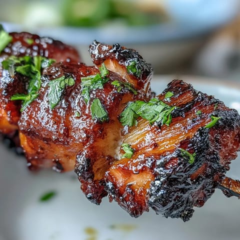 Juicy Grilled Chicken Al Pastor Skewers with Sweet Pineapple and Char.