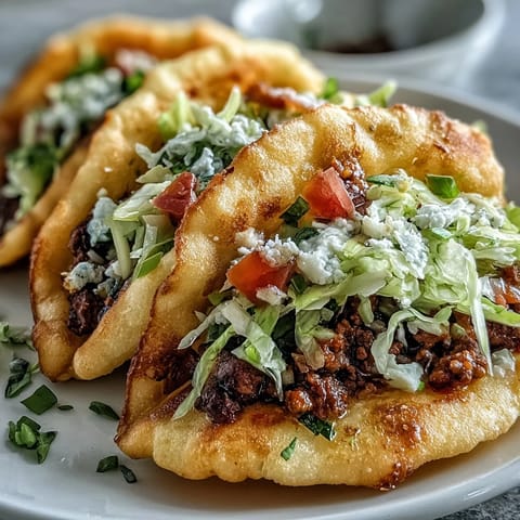 Enjoy these low-carb cloud bread tacos featuring tender spicy beef filling.