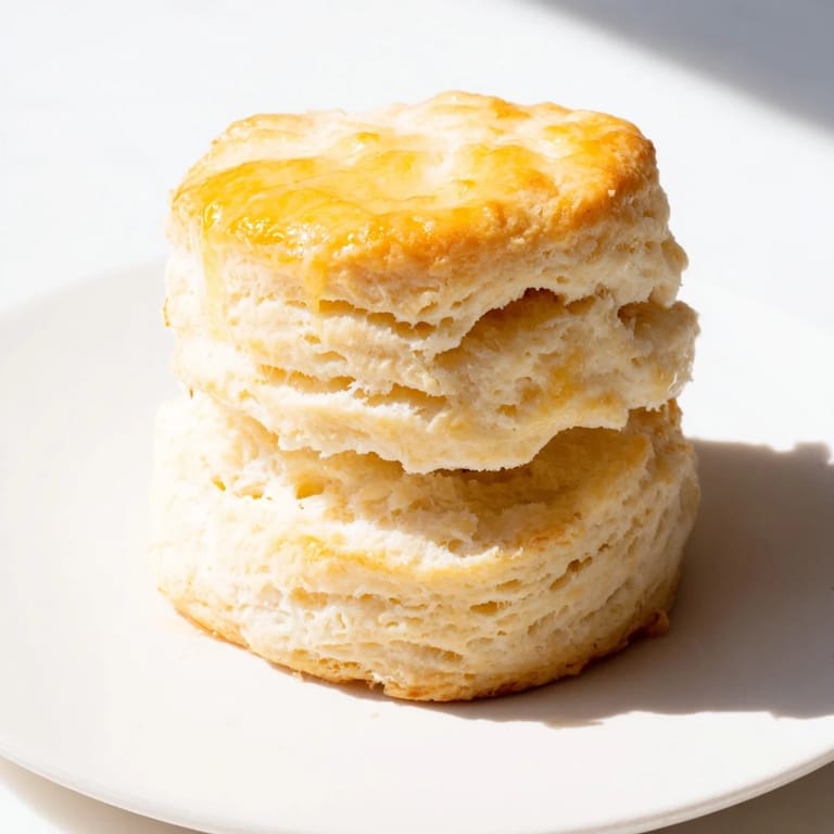 Freshly baked buttermilk biscuits, brushed with buttermilk and ready for honey or jam.