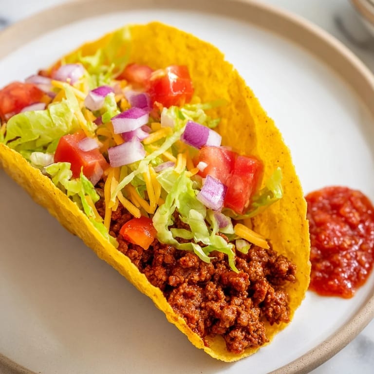 Golden, crispy American-Style Tacos are served in a warm shell, piled high with savory fillings.