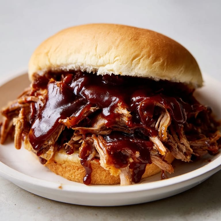 A close-up shot of a tender, flavorful Pulled Pork Sandwich, perfect for a summer gathering.