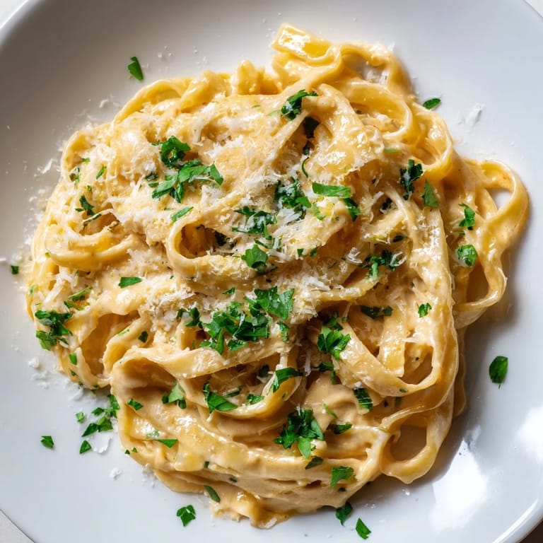 Fusion sriracha honey pasta with a creamy, glossy sauce, served hot as a main dish for four.