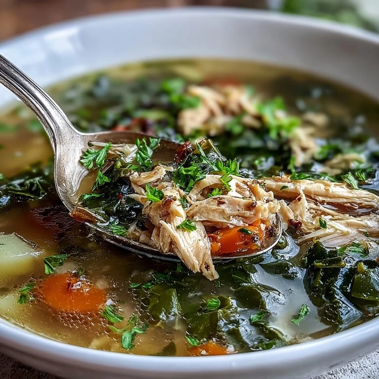 Enjoy a steaming bowl of collard greens chicken vegetable soup loaded with veggies.