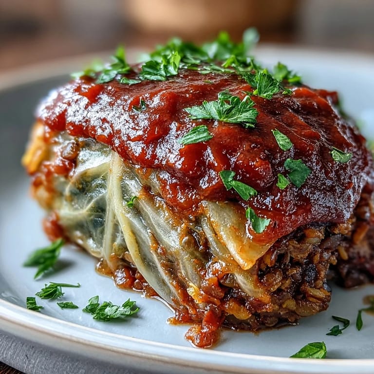 Tender green cabbage leaves stuffed with lentils and rice, smothered in aromatic tomato sauce.