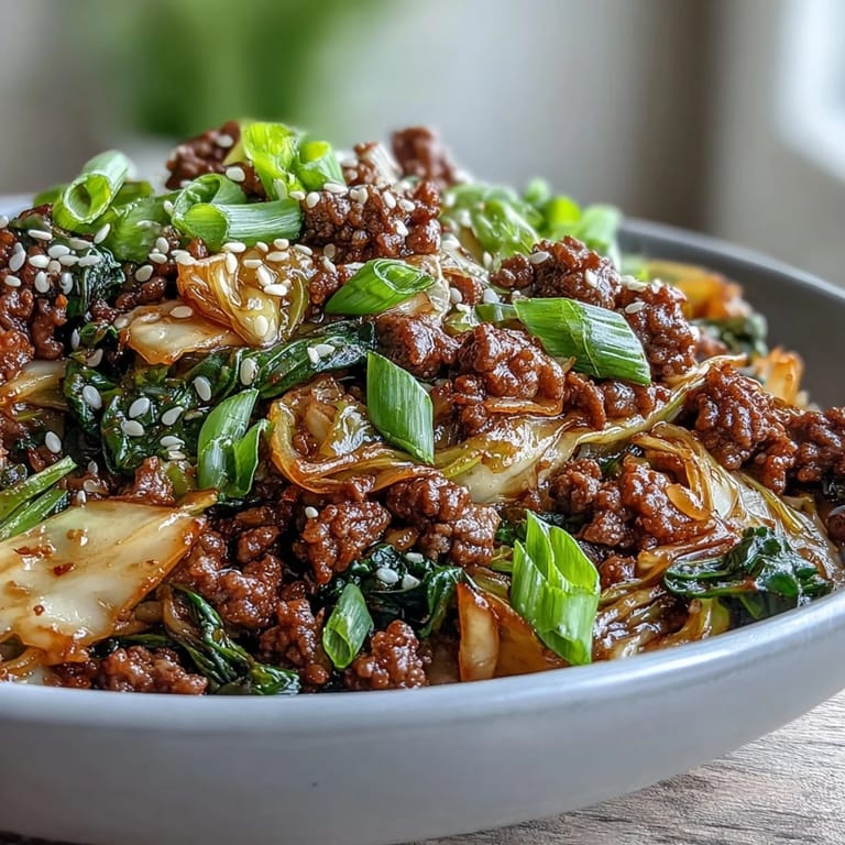 Sizzling Chinese Ground Beef and Cabbage Stir-Fry in a wok, featuring vibrant carrots and minced aromatics like garlic and ginger, ready for a quick weeknight meal.