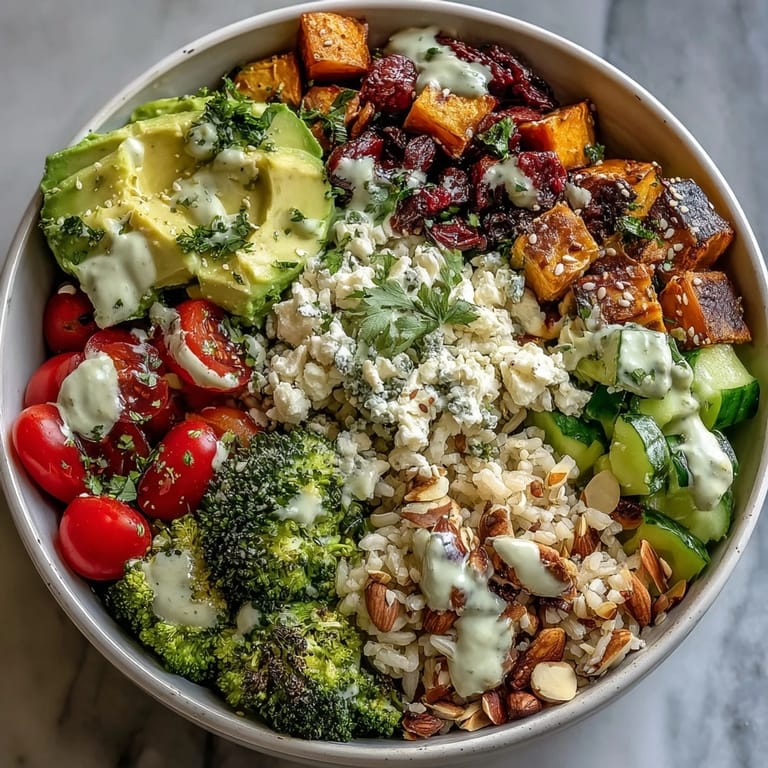 A nourishing grain bowl with farro, chickpeas, steamed broccoli, shredded carrots, and feta, served with balsamic vinaigrette for a fresh finish.