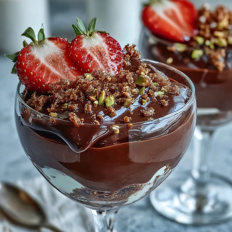 Luxurious Dubai Chocolate Strawberry Cups featuring golden kataifi cups filled with rich chocolate, creamy pistachio filling, and topped with sweet strawberries and chopped pistachios.