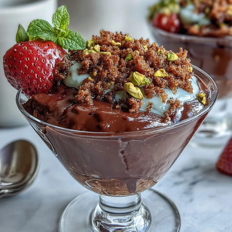 Elegant Dubai Chocolate Strawberry Cups with Kataifi and Pistachio Cream, showcasing layers of chocolate, rose-scented pistachio cream, and juicy strawberries in crisp pastry nests.