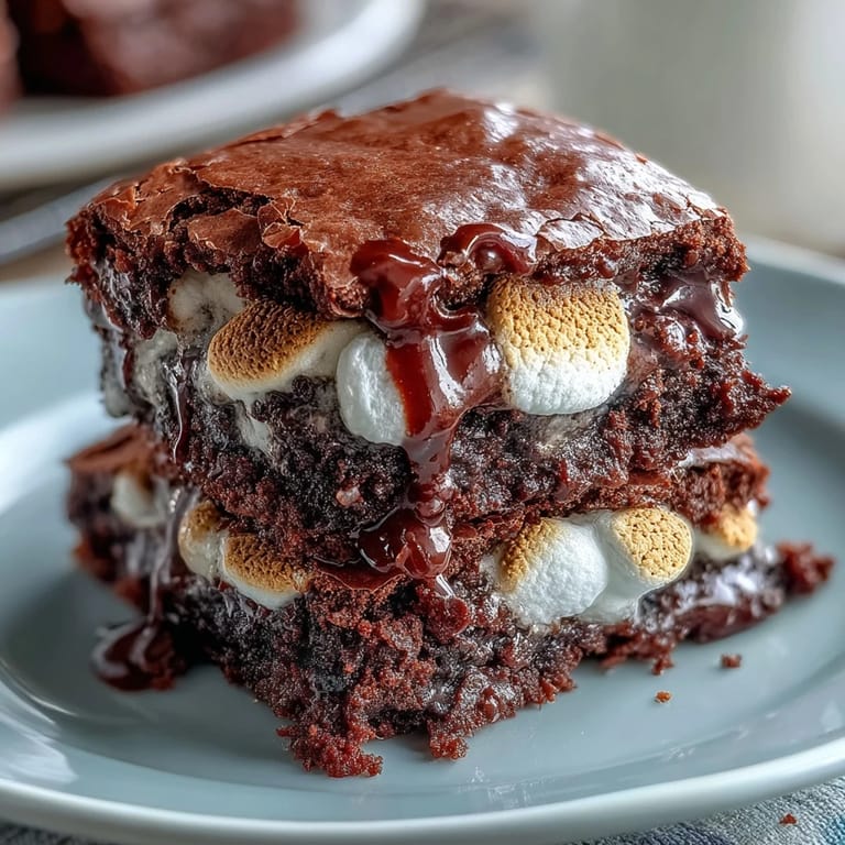 Chewy s'mores brownie cookies loaded with chocolate and graham cracker pieces, finished with golden marshmallow topping.  