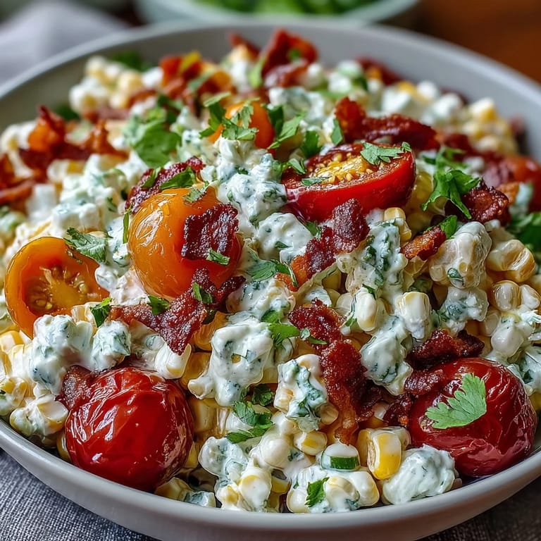 Vibrant summer side dish with sweet corn, red bell pepper, and jalapeño in tangy dressing.