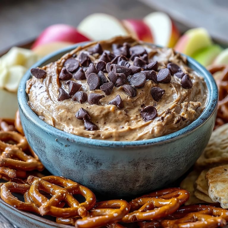 Decadent, fiber-rich chickpea cookie dough dip ready to be scooped and savored.