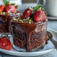 Dubai Chocolate Strawberry Cups with Kataifi and Pistachio Cream, a decadent Middle Eastern dessert with crisp kataifi pastry, dark chocolate, and fresh strawberries.