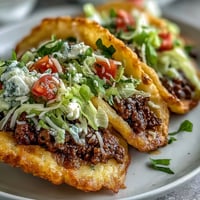 Fluffy cloud bread tacos brimming with savory seasoned beef and fresh toppings.